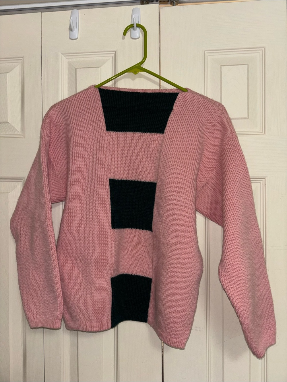 Pink Wool Sweater with Turquoise Block Detail
